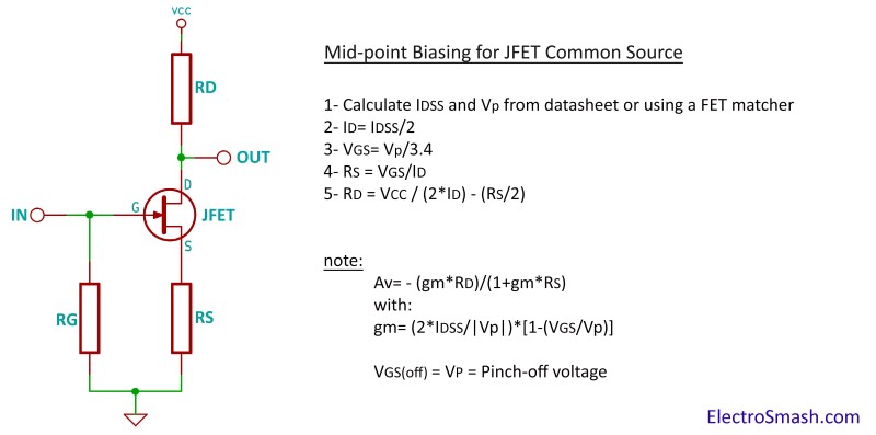 jfet amplifier calculation parameters